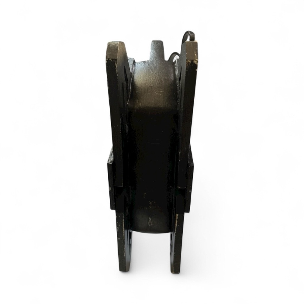 Black Wooden Reindeer With Metal Horns - Picture 8 of 8